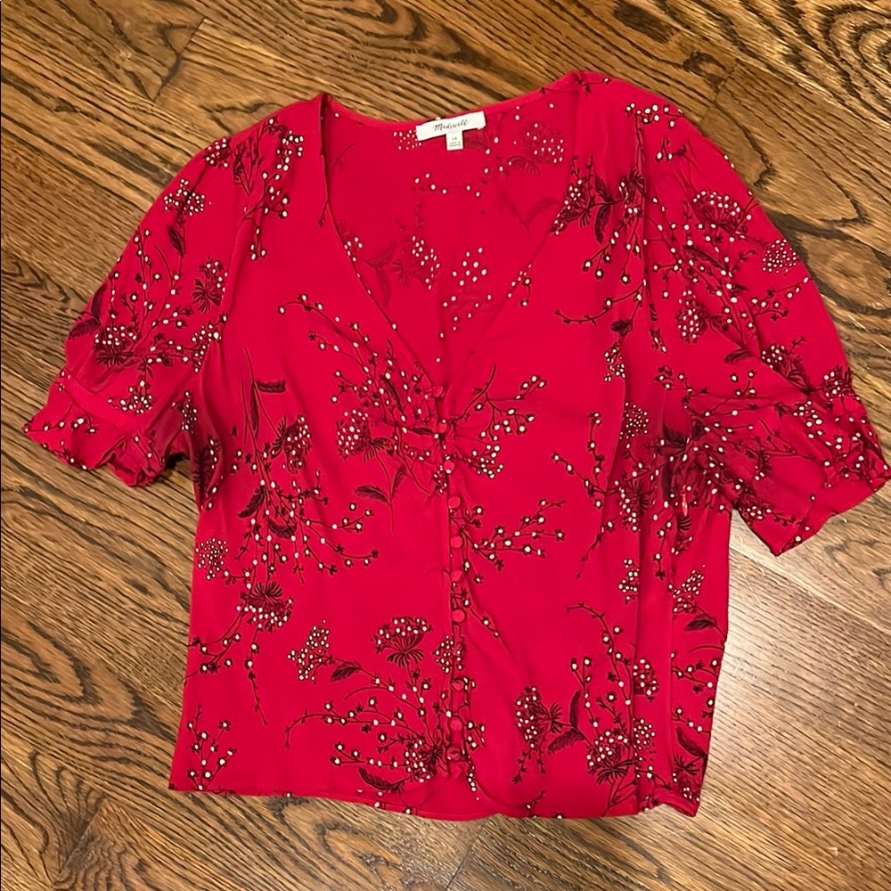 Madewell Floral Red Women's Top